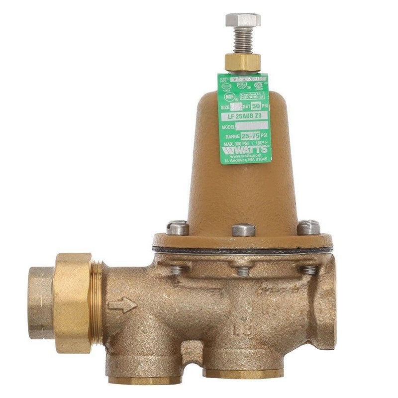 Watts LF25AUB-Z3 Water Pressure Reducing Valve NPT Female Union x NPT Female, Polymer Seat, 3/4 Inch - Image 1